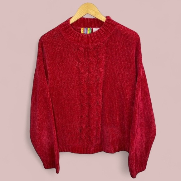 Vintage Sweaters - Vintage Y2K Colours Fuchsia Knit Sweater / Large